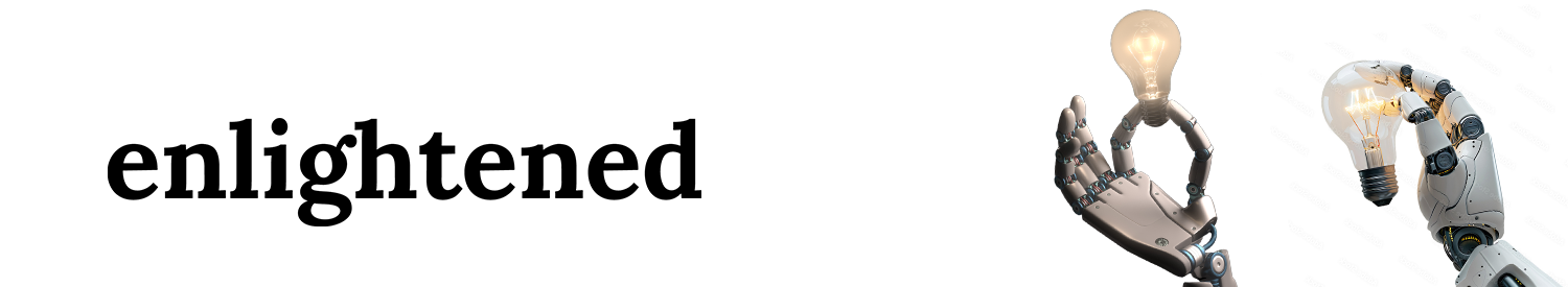 Enlightened masthead with two robotic hands holding light bulbs