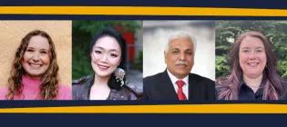 Headshots of four finalists for the Being Edinburgh Alumni Award 2026