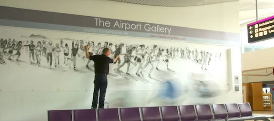 Damian Callan demonstrating at Edinburgh Airport