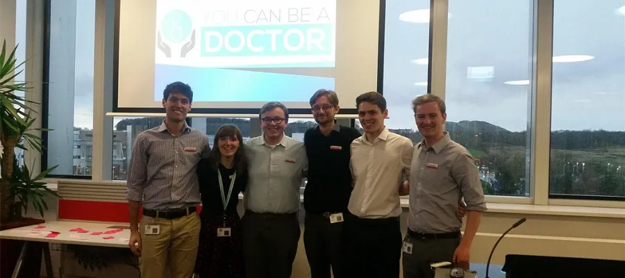 Callum Cruickshank and fellow students at a student organised event.