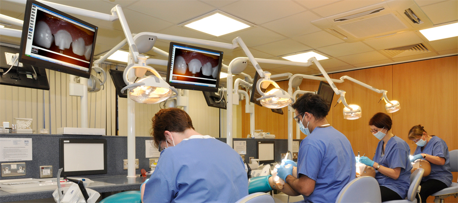 Dental students at work