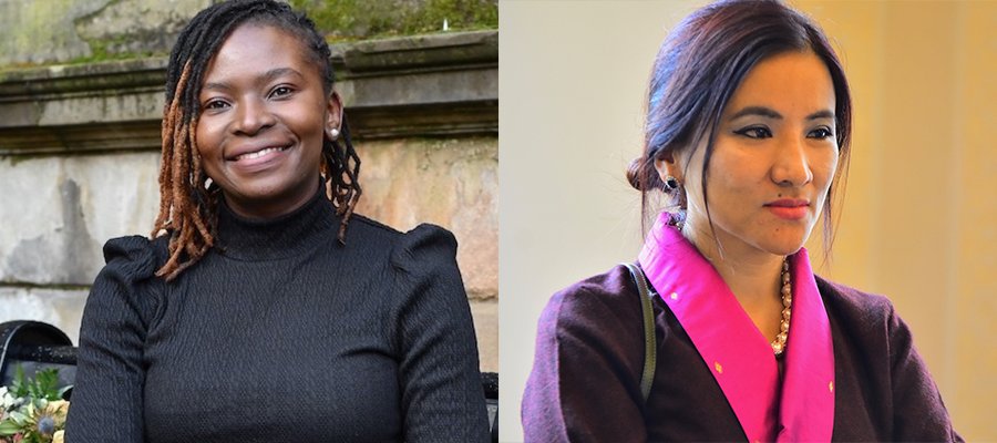 Headshots of Gloria Omuya and Tenzin Dhardon-Sharling