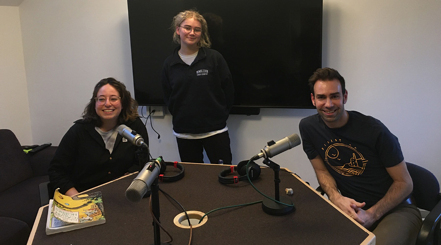 Shy, Amalie and Jamie in the recording studio.