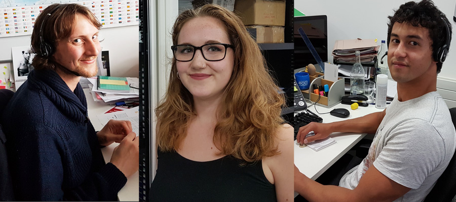 Keith, Sophie and Rory from the student calling team