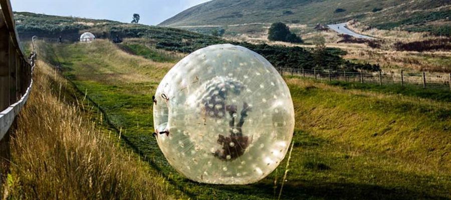 Zorbing in the Pentland Hills